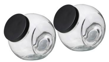 Bonbonglas 1600ml - Deckel schwarz  - 2 Stück